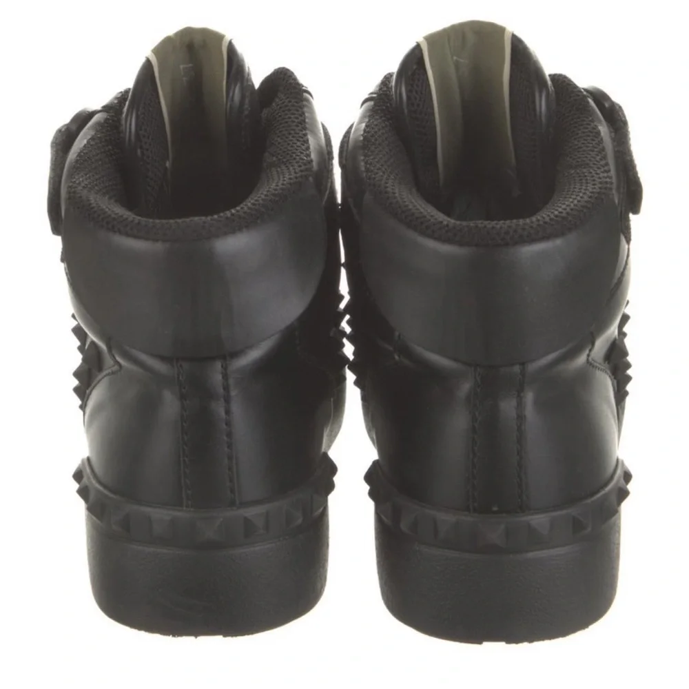 Valentino Rock Stud High Top Black Sneakers - Picture 8 of 9